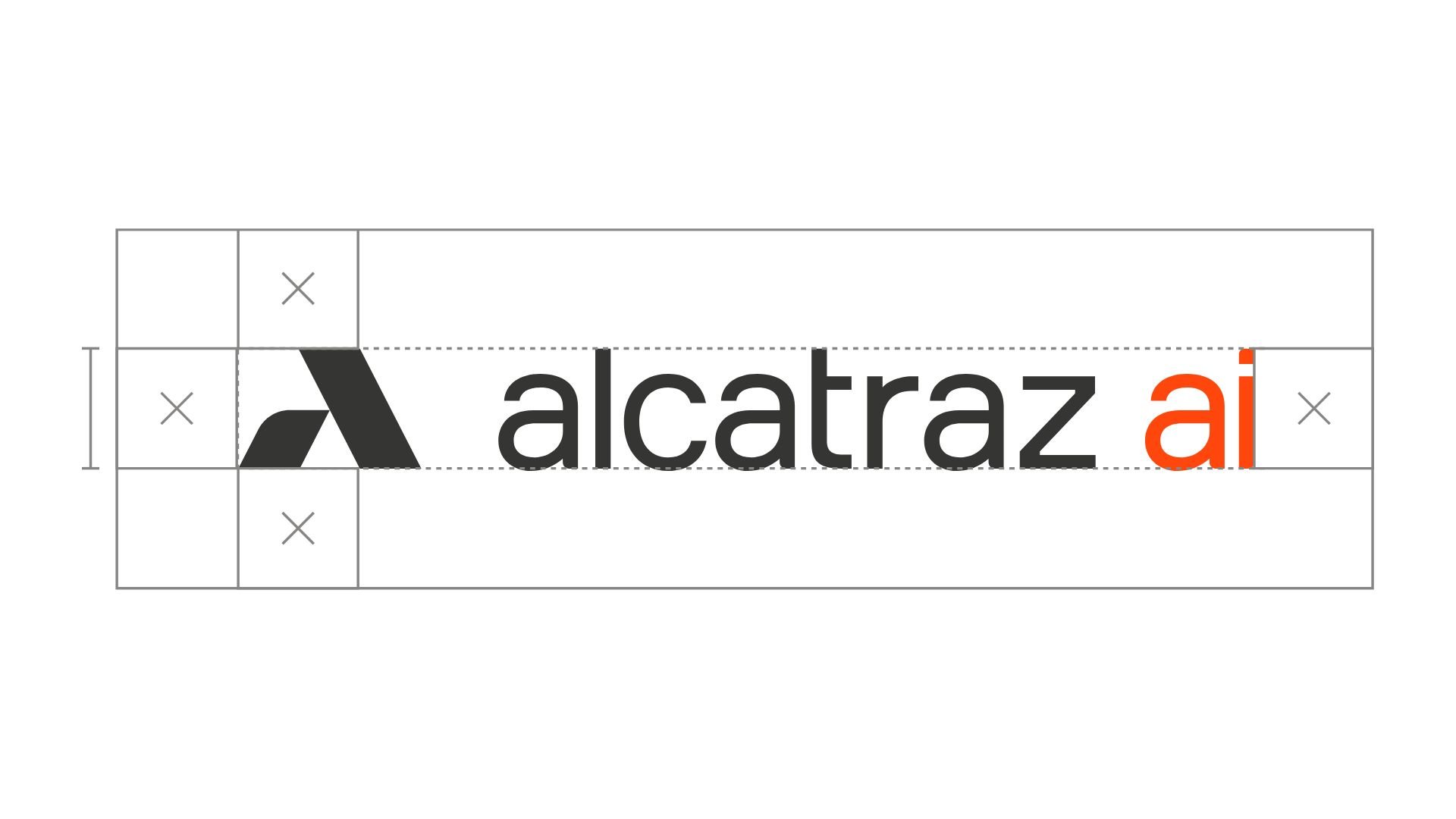 Alcatraz AI black and warm red horizontal logo spacing