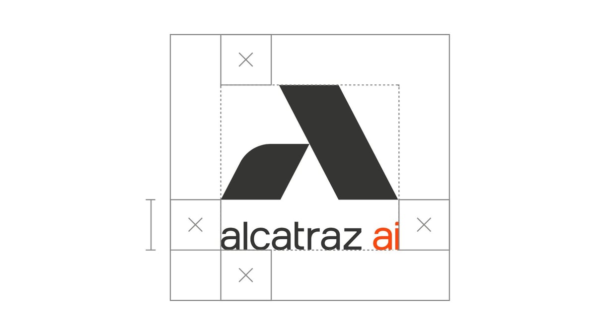 Alcatraz AI vertical logo spacing black and warm red