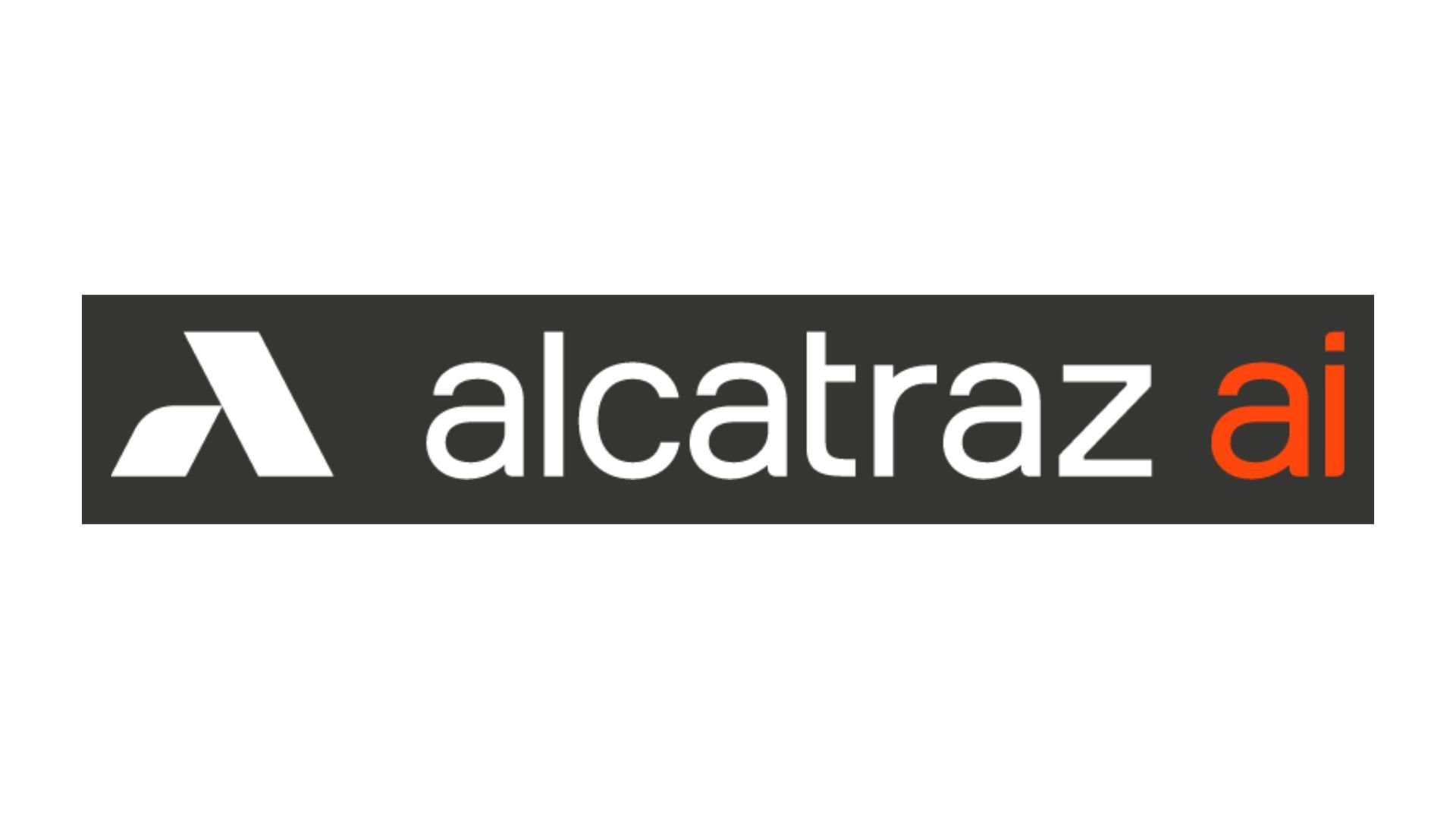 Alcatraz AI white and warm red with black background logo